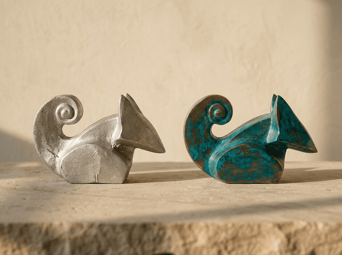 The transformation moment — a hand-finished piece showing the refined outcome of artisan work in Moradabad, the object itself serving as evidence of the craftsman's judgment and finish